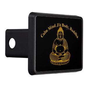 Golden Buddha Statue Meditating in Peaceful Pose Trailer Hitch Cover