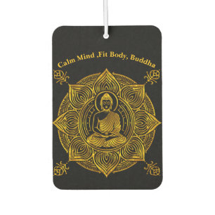Golden Buddha Surrounded by Intricate Patterns Air Freshener
