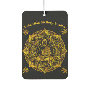 Golden Buddha Surrounded by Intricate Patterns Air Freshener