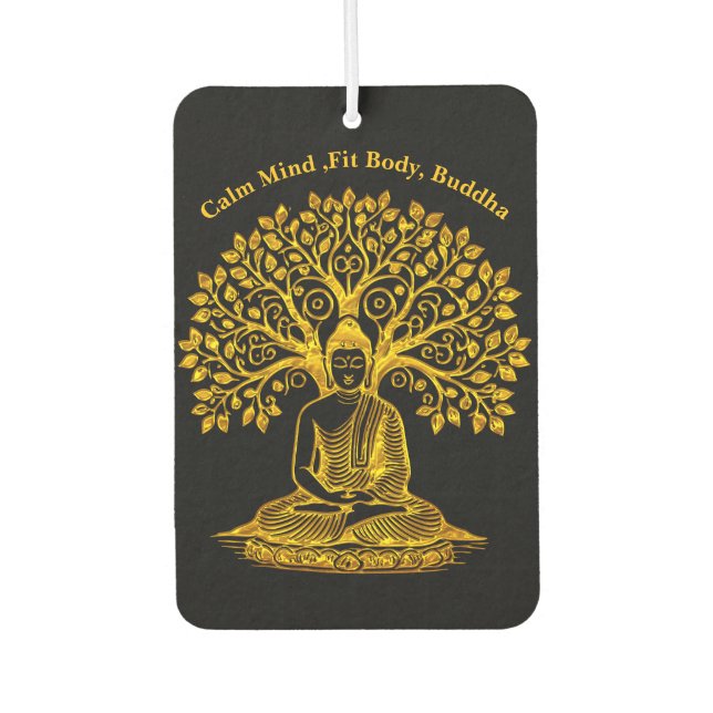 Golden Buddha Under a Tree in Peaceful Meditation Air Freshener (Front)