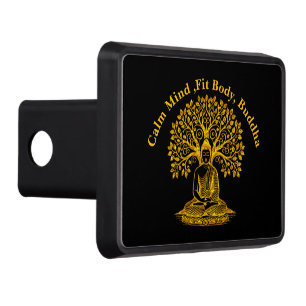Golden Buddha Under a Tree in Peaceful Meditation Trailer Hitch Cover