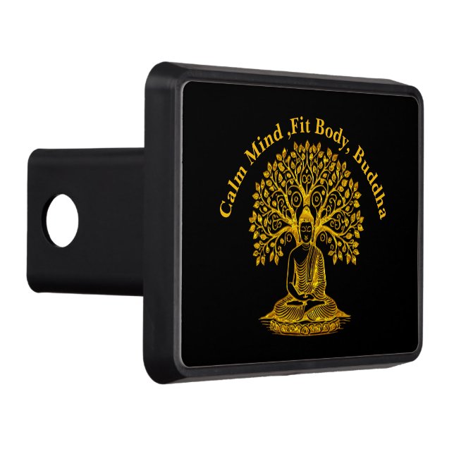 Golden Buddha Under a Tree in Peaceful Meditation Trailer Hitch Cover (Right)