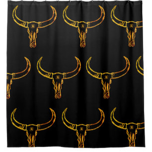 Golden Bull Skull Shower Curtain