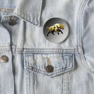Golden Bull – Strength & Prosperity Emblem 2 Inch Round Button