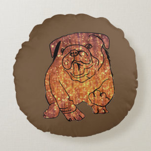 Golden Bulldog   Brushed Polyester Roundcushion Round Pillow