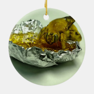 Golden Bumble Bee Eating Honey Ceramic Ornament