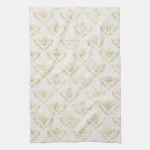 Golden Bumble Bee Pattern Kitchen Towel