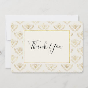 Golden Bumble Bee Pattern Thank You Card