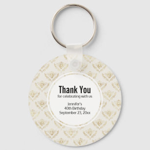 Golden Bumble Bee with a Crown Pattern Birthday Keychain