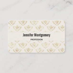 Golden Bumble Bee with a Crown Pattern Business Card