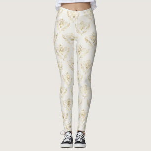 Golden Bumble Bee with a Crown Pattern Leggings