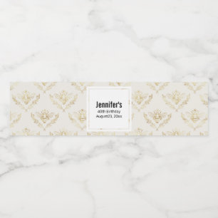 Golden Bumble Bee with a Crown Pattern Water Bottle Label