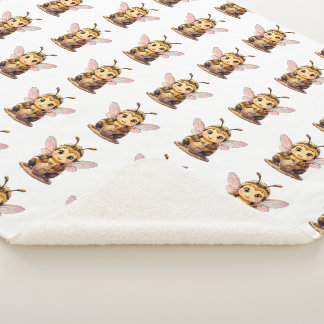 Golden Bumblebee in Bloom Dance.10 Sherpa Blanket