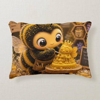 Golden Bumblebee in Bloom Dance.11 Accent Pillow