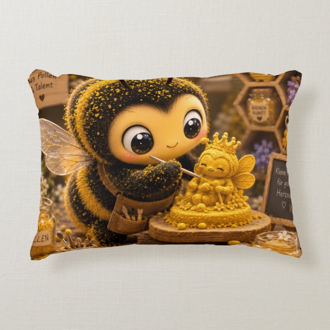 Golden Bumblebee in Bloom Dance.11 Accent Pillow (Front)