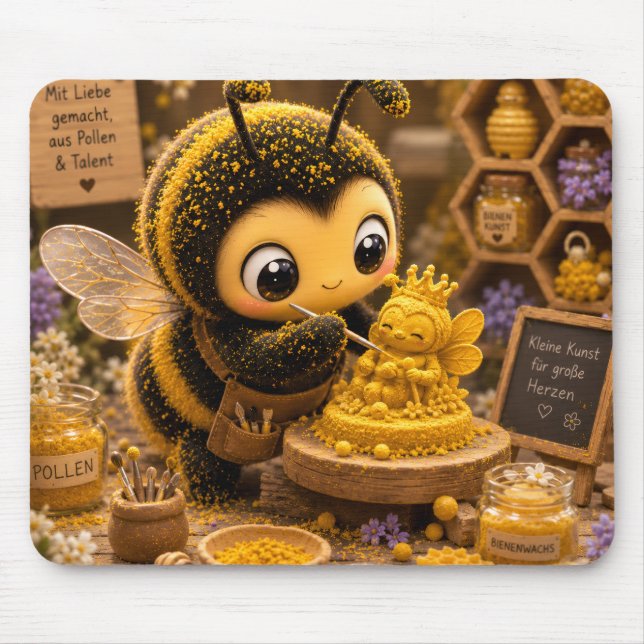 Golden Bumblebee in Bloom Dance.11 Mouse Pad (Front)