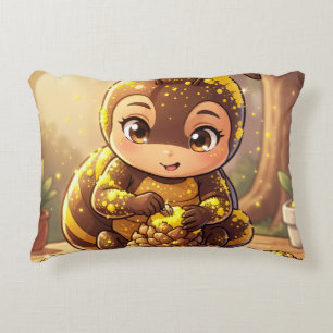 Golden Bumblebee in Bloom Dance.12 Accent Pillow