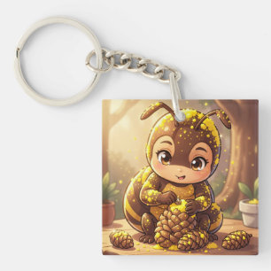 Golden Bumblebee in Bloom Dance.12 Keychain