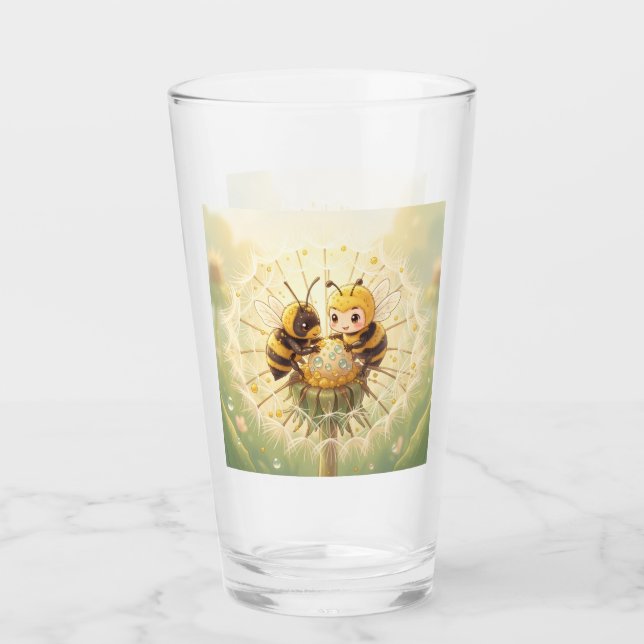 Golden Bumblebee in Bloom Dance.5 Glass (Front)