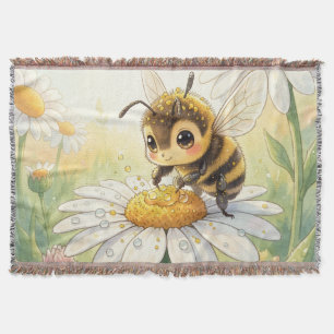 Golden Bumblebee in Bloom Dance Throw Blanket