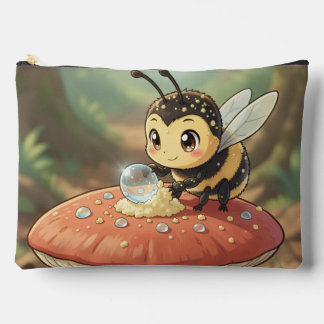 Golden Bumblebee in Floral Dance Accessory Pouch
