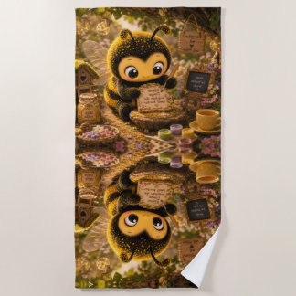 Golden Bumblebee in Flower Dance.10 Beach Towel