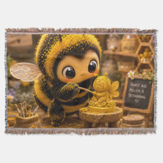 Golden Bumblebee in Flower Dance.12 Throw Blanket