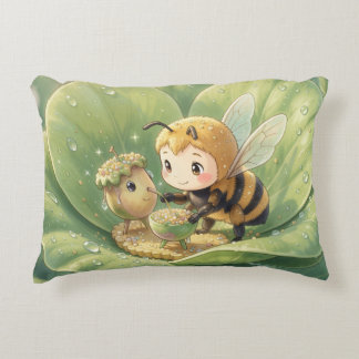Golden Bumblebee in Flower Dance.3 Accent Pillow