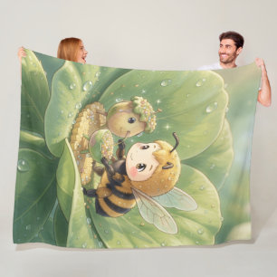 Golden Bumblebee in Flower Dance.3 Fleece Blanket