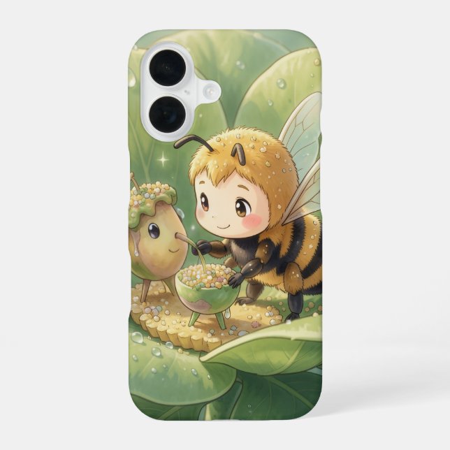 Golden Bumblebee in Flower Dance.3 iPhone 16 Case (Back)