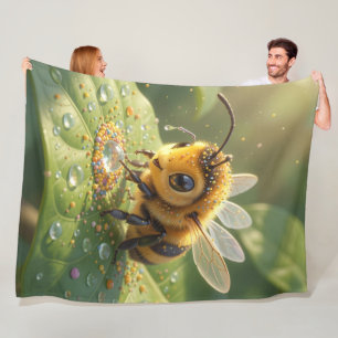 Golden Bumblebee in Flower Dance.5 Fleece Blanket