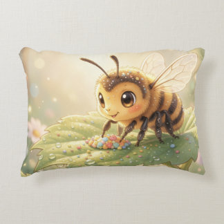 Golden Bumblebee in Flower Dance.6 Accent Pillow