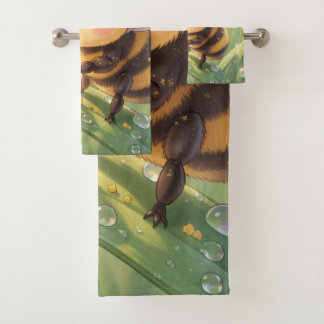 Golden Bumblebee in Flower Dance.8 Bath Towel Set