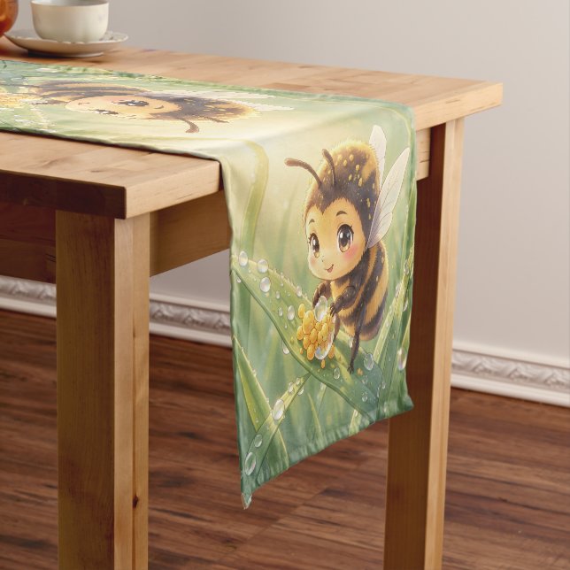 Golden Bumblebee in Flower Dance.8 Short Table Runner (In Situ)