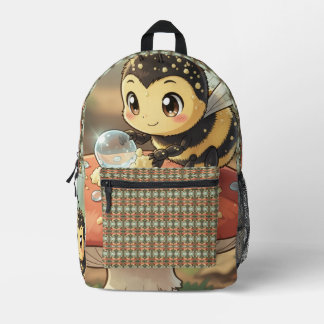 Golden Bumblebee in Flower Dance Printed Backpack