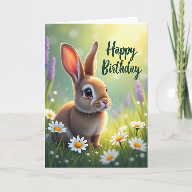 Golden Bunny Birthday Card (Front)