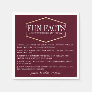 Golden Burgundy Fun Facts Personalized Napkin