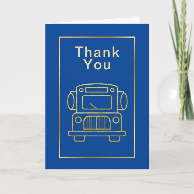 Golden Bus Outline Bus Driver Thank You Card       (Front)