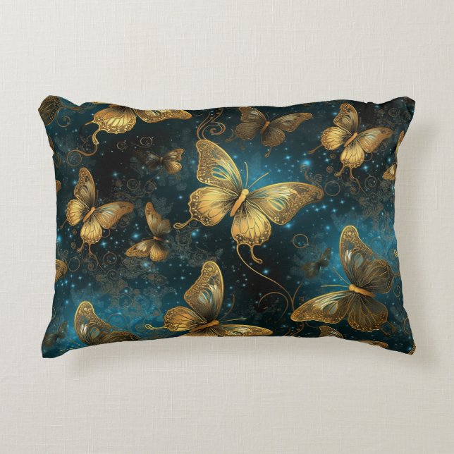 Golden Butterflies Accent Pillow (Front)