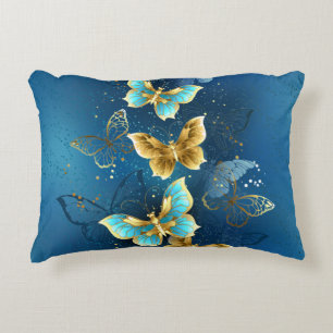 Golden butterflies accent pillow