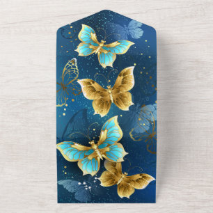 Golden butterflies all in one invitation
