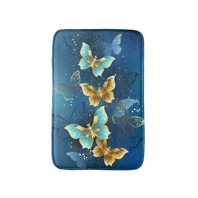 Golden butterflies bath mat (Front Vertical)