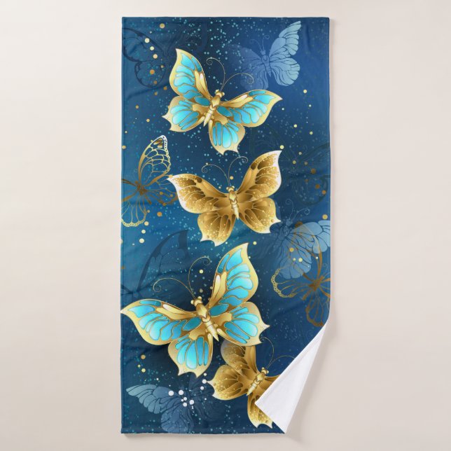 Golden butterflies bath towel (Bath Towel)