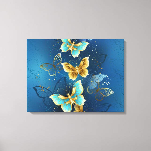 Golden butterflies canvas print (Front)