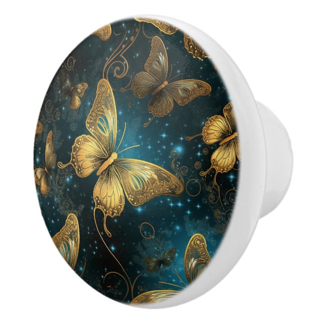 Golden Butterflies Ceramic Knob (Right)