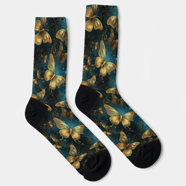 Golden Butterflies Crew Socks (Right)