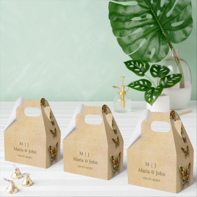 Golden Butterflies  Favor Box (Multiple)
