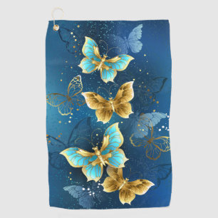 Golden butterflies golf towel