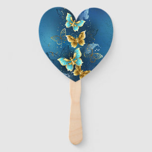 Golden butterflies hand fan
