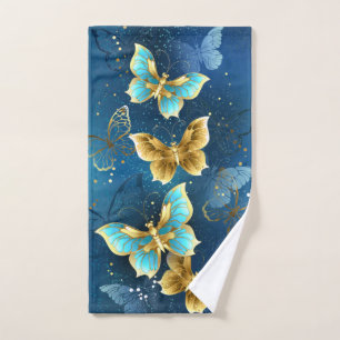 Golden butterflies hand towel